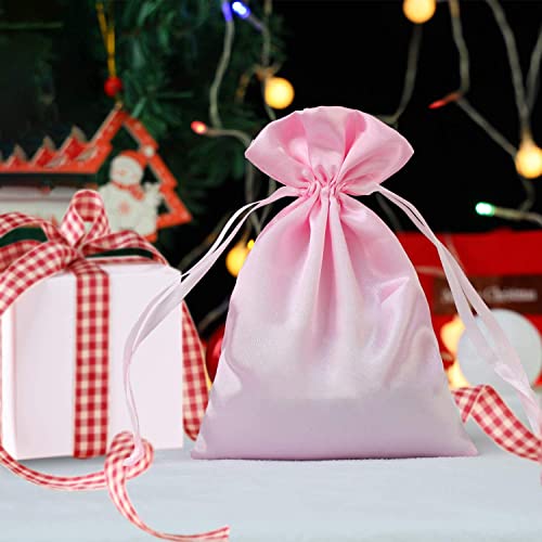 AKLVBL 30 Pack 5 x 7 Inches Pink Satin Gift Bags, Jewelry Bags, Drawstring Pouch, Wedding Favor Bags, Baby Shower Bags, silk bags