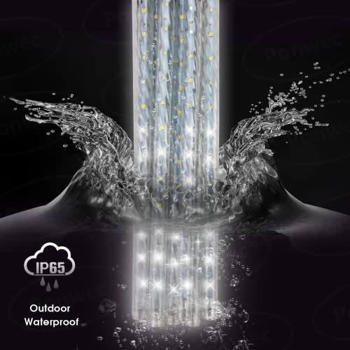 Ponwec 24 Tubes 576 LEDs Meteor Shower Rain Lights 12.2 inch Falling Rain Lights Icicle Rain Drop Lights Waterproof Cascading Lights for Christmas Halloween Holiday Party Wedding Patio Outdoor (White)