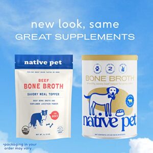 Native Pet Bone Broth for Dogs | Dog Food Topper for Picky Eaters | Dog Gravy Topper for Dry Food | Protein Powder for Dogs | Beef Flavored Bone Broth Powder for Dogs | Bone Broth for Cats | 4.75oz