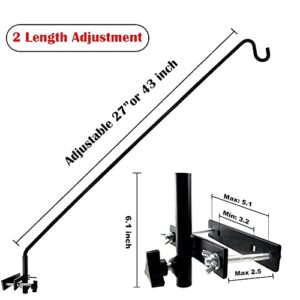 MIXXIDEA Extended Fence Deck Hook Rail Hook Heavy Duty Bird Feeder Hook, 360 Degree Rotary and Length Adjustable Plant Bracket for Bird Feeders, Planters, Suet Baskets, Lanterns, Wind Chimes and More