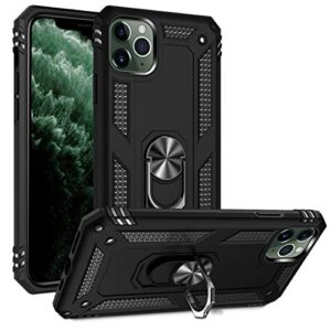 addit phone case for iphone 11 pro,military grade protective iphone 11 pro cases cover with ring car mount kickstand for iphone 11 pro - black