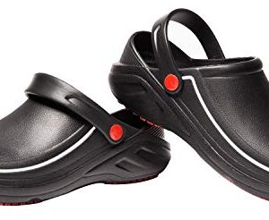 Men and Women's Non-Slip Nursing Chef Shoes Oil Water Resistant Safety Working Shoes for Kitchen Garden Bathroom (7 Men / 8 Women / 9.65″, 39 Black)
