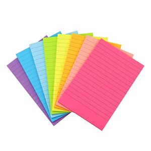 Early Buy Lined Sticky Notes with Lines 4x6 Self-Stick Notes 8 Bright Color 8 Pads, 35 Sheets/Pad