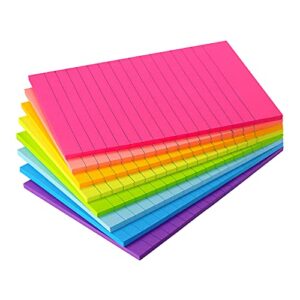 early buy lined sticky notes with lines 4x6 self-stick notes 8 bright color 8 pads, 35 sheets/pad