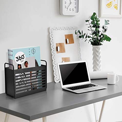 Magazine Rack, Magazine File Holder Mail Organizer Folder Organizer Bin for Magazines, Books, Newspapers, Tablets in Home, Office, Black