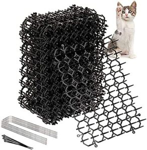 oceanpax 12 pack 8.5 x 6.5 inch square cat scat mats for cats with spikes, prickle strips from digging cat deterrent outdoor include 6 staples and 6 zip ties