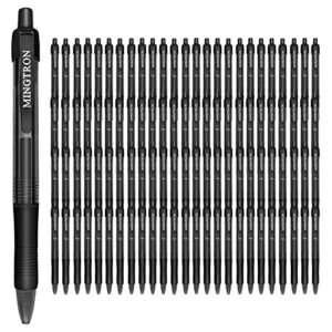 mingtron gel pens, 100 pack black pens fine point, no smear ink pens for left hand, click pens bulk, retractable rollerball pens for smooth writing, 0.5mm, black ink
