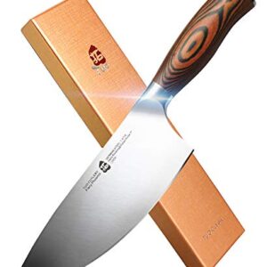 TUO Herb Rocking&Salad Knife- Vegetable Cleaver - High Carbon German Stainless Steel Kitchen Knife - Pakkawood Handle Veggie Chopper - Luxurious Gift Box Included - 7 inch - Fiery Phoenix Series