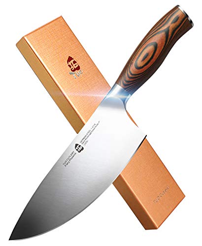 TUO Herb Rocking&Salad Knife- Vegetable Cleaver - High Carbon German Stainless Steel Kitchen Knife - Pakkawood Handle Veggie Chopper - Luxurious Gift Box Included - 7 inch - Fiery Phoenix Series