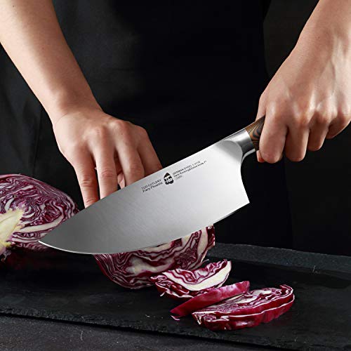 TUO Herb Rocking&Salad Knife- Vegetable Cleaver - High Carbon German Stainless Steel Kitchen Knife - Pakkawood Handle Veggie Chopper - Luxurious Gift Box Included - 7 inch - Fiery Phoenix Series