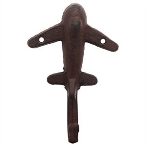 Retro Cast Iron Airplane Wall Hook, Antique Brown, Set of 3