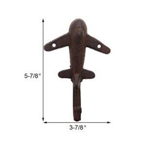 Retro Cast Iron Airplane Wall Hook, Antique Brown, Set of 3