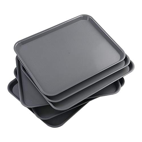 Readsky 6 Pack Plastic Serving Tray, Fast Food Plastic Trays, Deep Gray