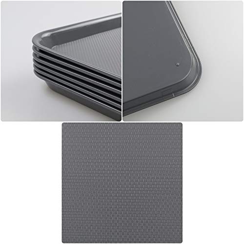 Readsky 6 Pack Plastic Serving Tray, Fast Food Plastic Trays, Deep Gray