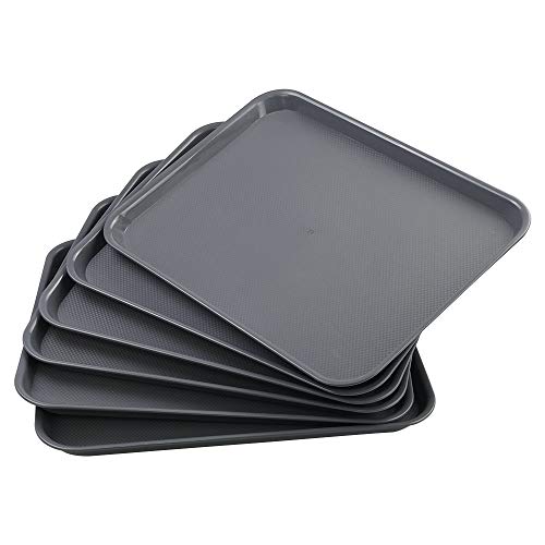 Readsky 6 Pack Plastic Serving Tray, Fast Food Plastic Trays, Deep Gray