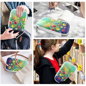 ZZKKO Abstract Floral Watercolor Painting Pencil Bag Case Zipper Pencil Holder Organizer Stationary Pen Bag Cosmetic Makeup Bag Pouch Purse for School Office Supplies