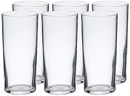 Amazon Basics Ridgecrest Coolers Glass Drinkware Set, 15.5-Ounce, Set of 6, Clear