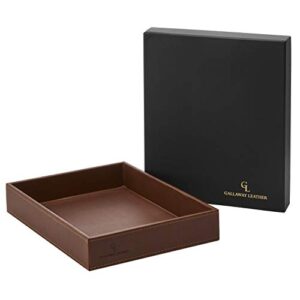 GALLAWAY LEATHER Valet Tray for Men - Nightstand Organizer EDC Tray for Wallet and Keys - Dresser Leather Catchall Dump Key Tray - Bedside Table Tray Organizer Key Bowl for Entryway Table, Dark Brown