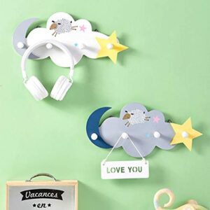 Garneck Towel Hooks Wall Rack Kids Hat Rack Wooden Wall Hooks Cloud Star Moon Sheep Wall Rack Organizer Decorative Hanger for Kids Bedroom (Light Grey) Cute Wall Hooks Cute Wall Hooks Towel Hook