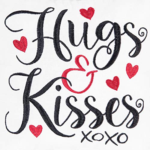 C&F Home Hugs & Kisses Embroidered Throw Pillow Red 10" X 10" Valentines Soft Woven Pillow with Filling for Couch Sofa Bed Chair Cotton Decor Decoration 10 x 10 Red