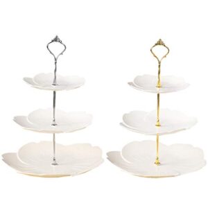 3 tier white cupcake stands, 2 pack plastic tiered serving tray, dessert display stand for party birthday wedding baby shower christmas