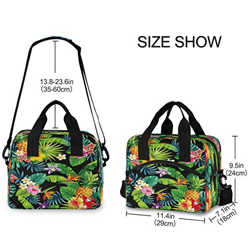 UOYO Lunch Bag Hawaii Palm Leaves Floral Lunchbox Organizer Insulated Waterproof Men Women Tote Cooler Handbag Adjustable Shoulder Strap for kids Girls Boys School Office Picnic