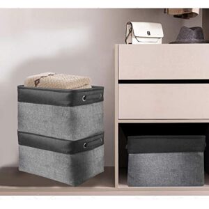 Awekris Large Storage Basket Bin Set [3-Pack] Storage Cube Box Foldable Canvas Fabric Collapsible Organizer With Handles For Home Office Closet Toys Clothes Kids Room Nursery (Black and Grey)