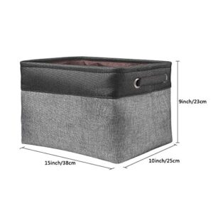 Awekris Large Storage Basket Bin Set [3-Pack] Storage Cube Box Foldable Canvas Fabric Collapsible Organizer With Handles For Home Office Closet Toys Clothes Kids Room Nursery (Black and Grey)