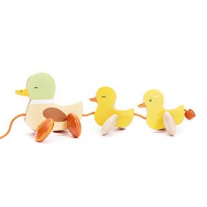 classic world pull along walking toys, wooden pull duck toy for baby toddler