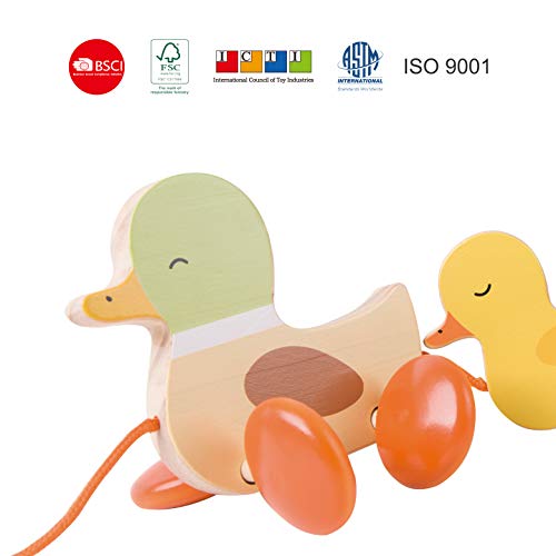 Classic World Pull Along Walking Toys, Wooden Pull Duck Toy for Baby Toddler