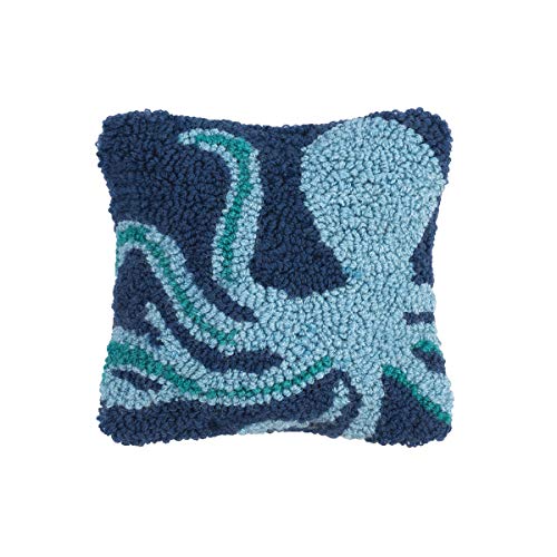 C&F Home Octopus Petite Hooked Pillow 8" X 8" Square Soft Woven Throw Pillow for Couch Sofa Bed Chair Acrylic 8 x 8 Blue