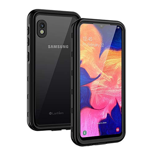 Lanhiem Samsung Galaxy A10E Case, IP68 Waterproof Dustproof Shockproof Case with Built-in Screen Protector, Full Body Sealed Underwater Protective Cover for Galaxy A10e (Black/Clear)