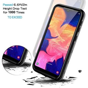 Lanhiem Samsung Galaxy A10E Case, IP68 Waterproof Dustproof Shockproof Case with Built-in Screen Protector, Full Body Sealed Underwater Protective Cover for Galaxy A10e (Black/Clear)