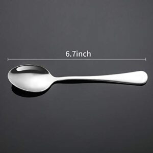 Teaspoons set of 12, 6.7 Inches Spoons Silverware Premium Food Grade Stainless Steel, Silver Briout
