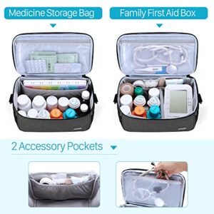 Yarwo Medicine Organizer for Pill Bottle and First Aid Kits, Small Medicine Storage Bag Empty for Emergency Medical Supplies, Ideal for Family, Office, Car, Travel, Outdoor, Camping, Hiking, Black