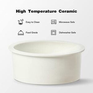 FUKUMARU Elevated Dog Ceramic Bowls, 32 OZ Raised Food Feeding Dishes for Large Cats and Medium Dogs, Solid Bamboo Water Food Stand Feeder Set with Anti-Slip Feet