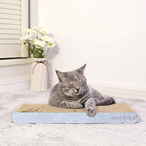 AMZNOVA Cat Scratcher, Cardboard Cat Scratchers, Durable & Recyclable Scratch Pad, Colors Series, Narrow, Glitter Silver