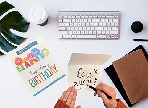 Spark Ink Happy Birthday Cards Assortment with Envelopes, 50pcs Large Mixed Greeting Happy Birthday Card Set for Kids & Adults, Blank Inside, 4x6in Unique Bday Cards in Bulk, Assorted Variety Box Pack