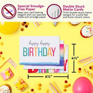 Spark Ink Happy Birthday Cards Assortment with Envelopes, 50pcs Large Mixed Greeting Happy Birthday Card Set for Kids & Adults, Blank Inside, 4x6in Unique Bday Cards in Bulk, Assorted Variety Box Pack