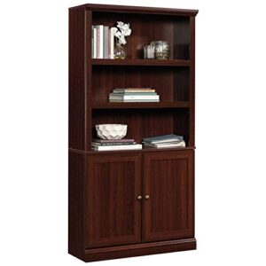 Sauder Misc Storage 3-Shelf 2-Door Tall Wood Bookcase in Cherry