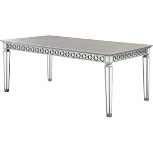 acme furniture varian dining table, mirrored & antique platinum