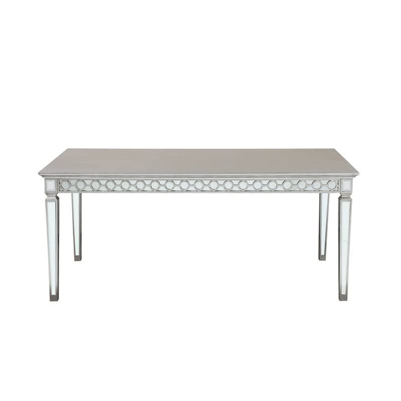 Acme Furniture Varian Dining Table, Mirrored & Antique Platinum