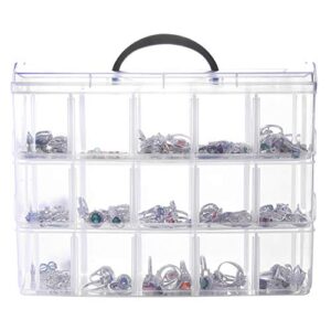 Flower River 3-Tier Stackable Storage Container Box with 30 Compartments(Adjustable ), Plastic Organizer Box for Arts and Crafts ,Toys,Jewelry,Sewing,Beads,Washi Tapes,10.2 x 6.7 x 7.5 inch