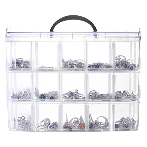 Flower River 3-Tier Stackable Storage Container Box with 30 Compartments(Adjustable ), Plastic Organizer Box for Arts and Crafts ,Toys,Jewelry,Sewing,Beads,Washi Tapes,10.2 x 6.7 x 7.5 inch