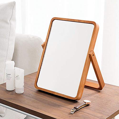 ZOROSY Wood Table Vanity Makeup Mirrors - Rectangle Wall-Mounted Mirrors Desk Mirrors for Living Room Bedroom Birthday Gifts