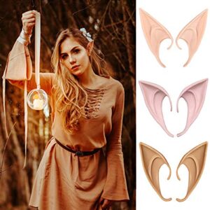 6 Pairs Fairy Pixie Elf Ears,Latex Fairy Pixie Elf,Fairy Goblin Vampire Elven Ears for Cosplay Halloween Christmas Any Themed Party (2 Sizes,3 Colors)