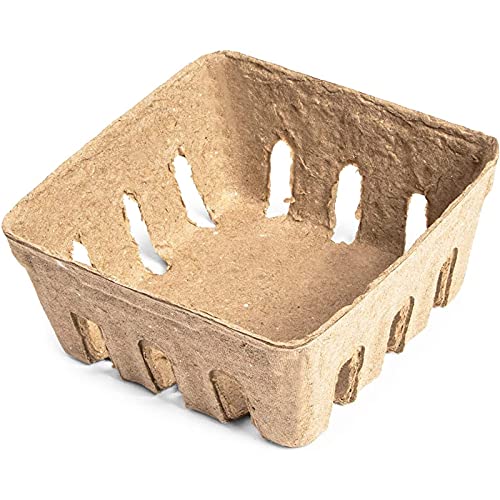 Juvale Pulp Fiber Berry Basket for Fruit (1/2 Pint, 4 x 4 x 1.81 Inches, 60 Pack)