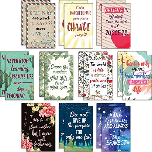 20 Pieces Floral Inspirational Notebooks Small Pocket Notepads Mini Cute Motivational Journal Dairy Notebook Positive Inspiring Notebook for Office School Home Travel Supplies, 10 Styles