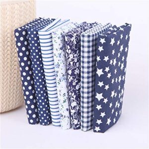 7pcs 50cmx50cm cotton craft fabric, craft patchwork bundle squares patchwork diy sewing scrapbooking quilting artcraft (navy blue,50x50cm)