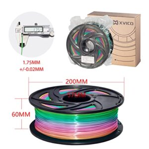 PLA Filament 1.75mm 3D Printer Filament Rainbow PLA Multicolor Filament 1kg 3D Printing Filament Gradient Spool Gradual Color Change 2.2lbs Accuracy +/- 0.02mm XVICO